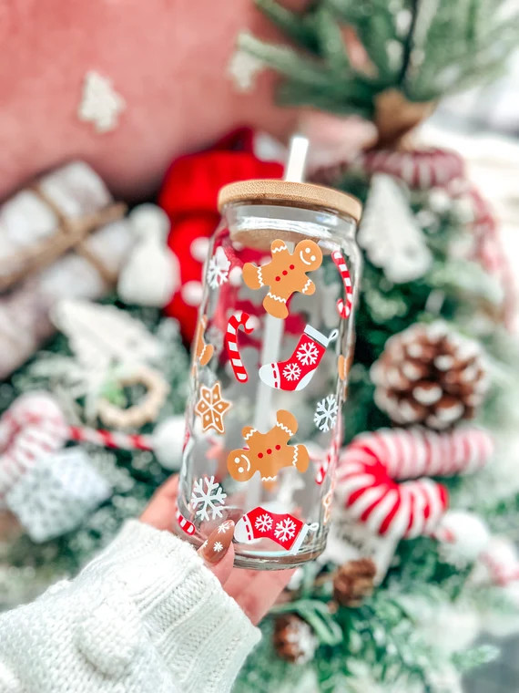 Gingerbread Christmas Glass Cup | Gingerbread Christmas Cup | Christmas Gingerbread Cup | Christm... | Etsy (US)