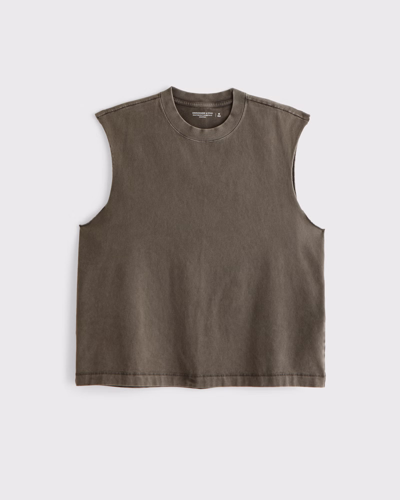 Abercrombie & Fitch Men's Premium Heavyweight Cropped Tank in Olive Brown - Size XXL | Abercrombie & Fitch (US)