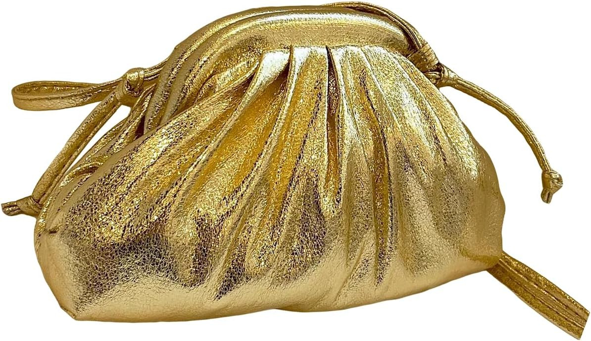 Verdusa Women's Metallic Ruched Clutch Handbags Crossbody Bag Shiny Evening Purse | Amazon (US)