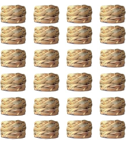 24-Piece Rattan Napkin Rings, Handwoven Semicircle Water Hyacinth Wicker Napkin Holders for Rusti... | Amazon (US)