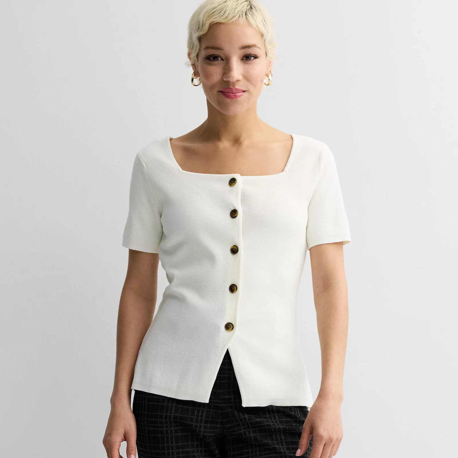 Petite Nine West Short Sleeve Knit Vest, Women's, Size: XS Petite, Daisy Dew | Kohl's