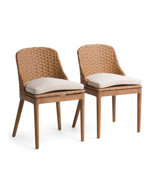 Set Of 2 Outdoor Seagrass Dining Chairs With Cushion | TJ Maxx