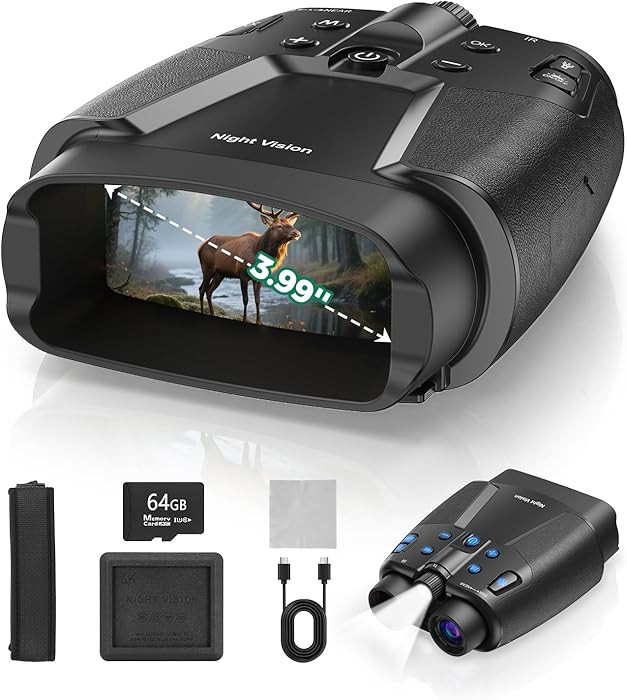 Night Vision Goggles, 4K Night Vision Binoculars with 3.99" HD Screen, 10000mAh Rechargeable, 64G... | Amazon (US)