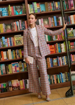 Carter Trouser Windowpane Ribbon Tweed | Abbey Glass