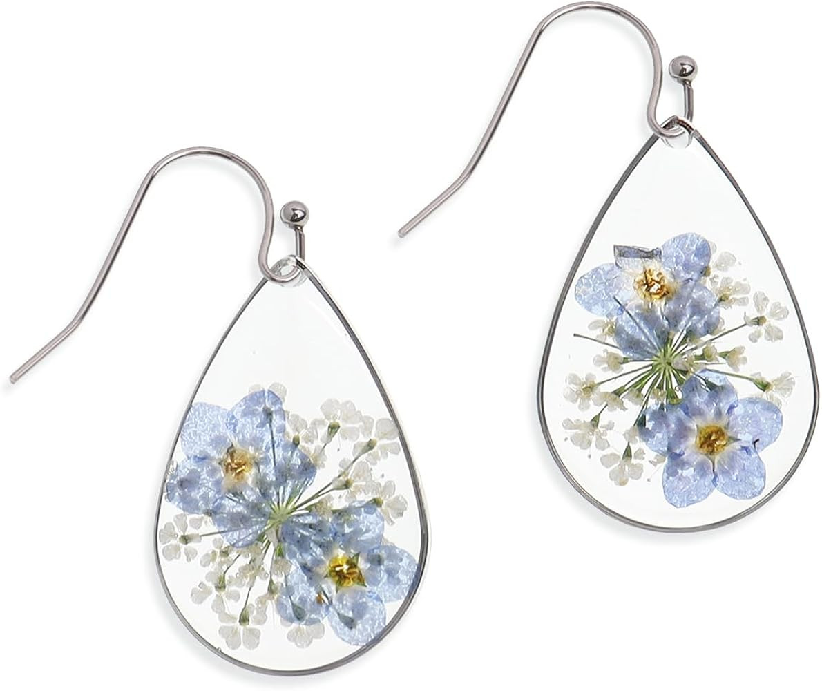 JeanBeau Handmade Pressed Flower Earrings for Women Teen Girls – Unique Resin Dried Flowers Ste... | Amazon (US)