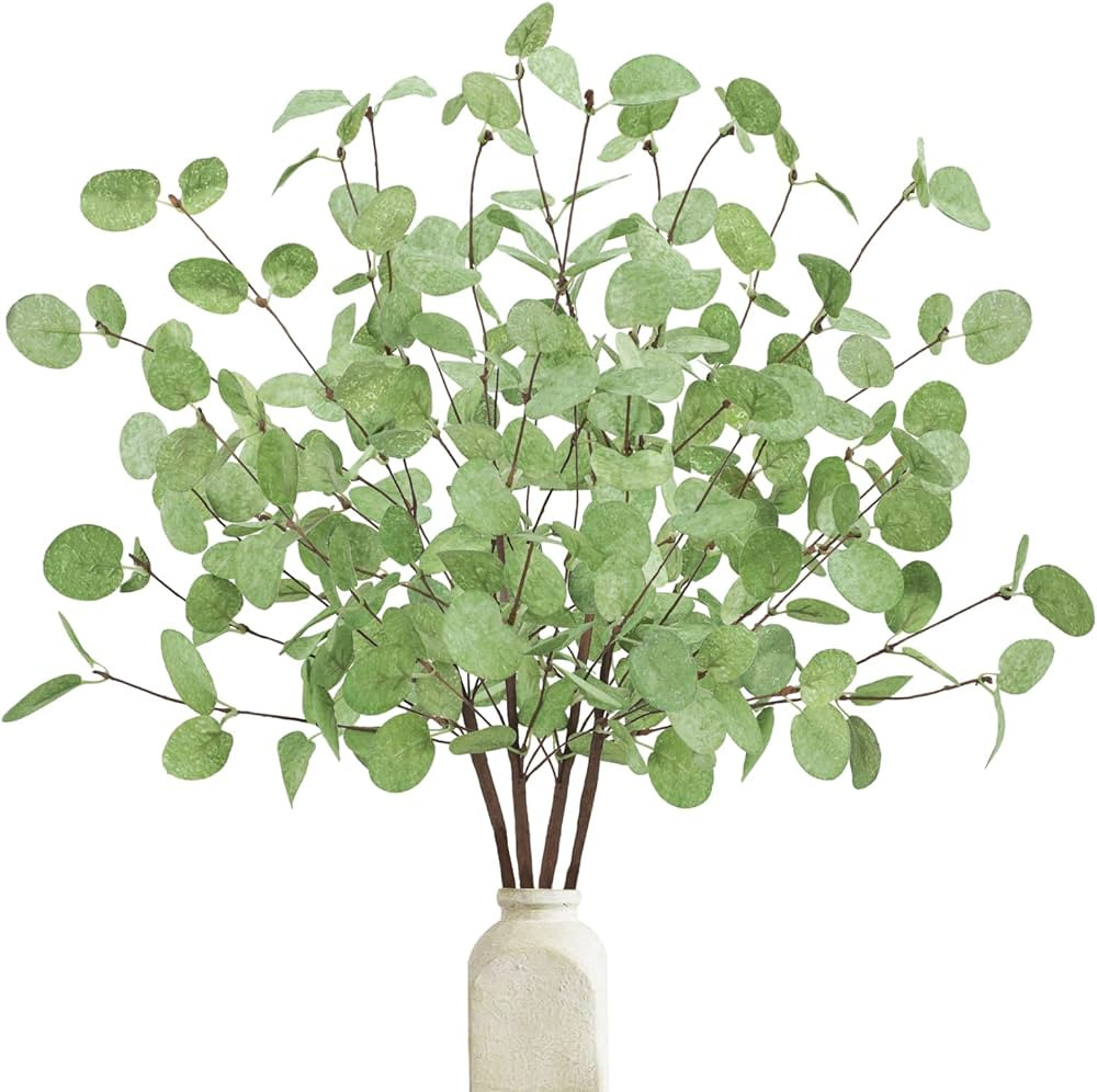 Ruidazon 4 Pcs Artificial Eucalyptus Stems Leaves, 26.3" Real Touch Leaf Faux Tall Greenery Branc... | Amazon (US)