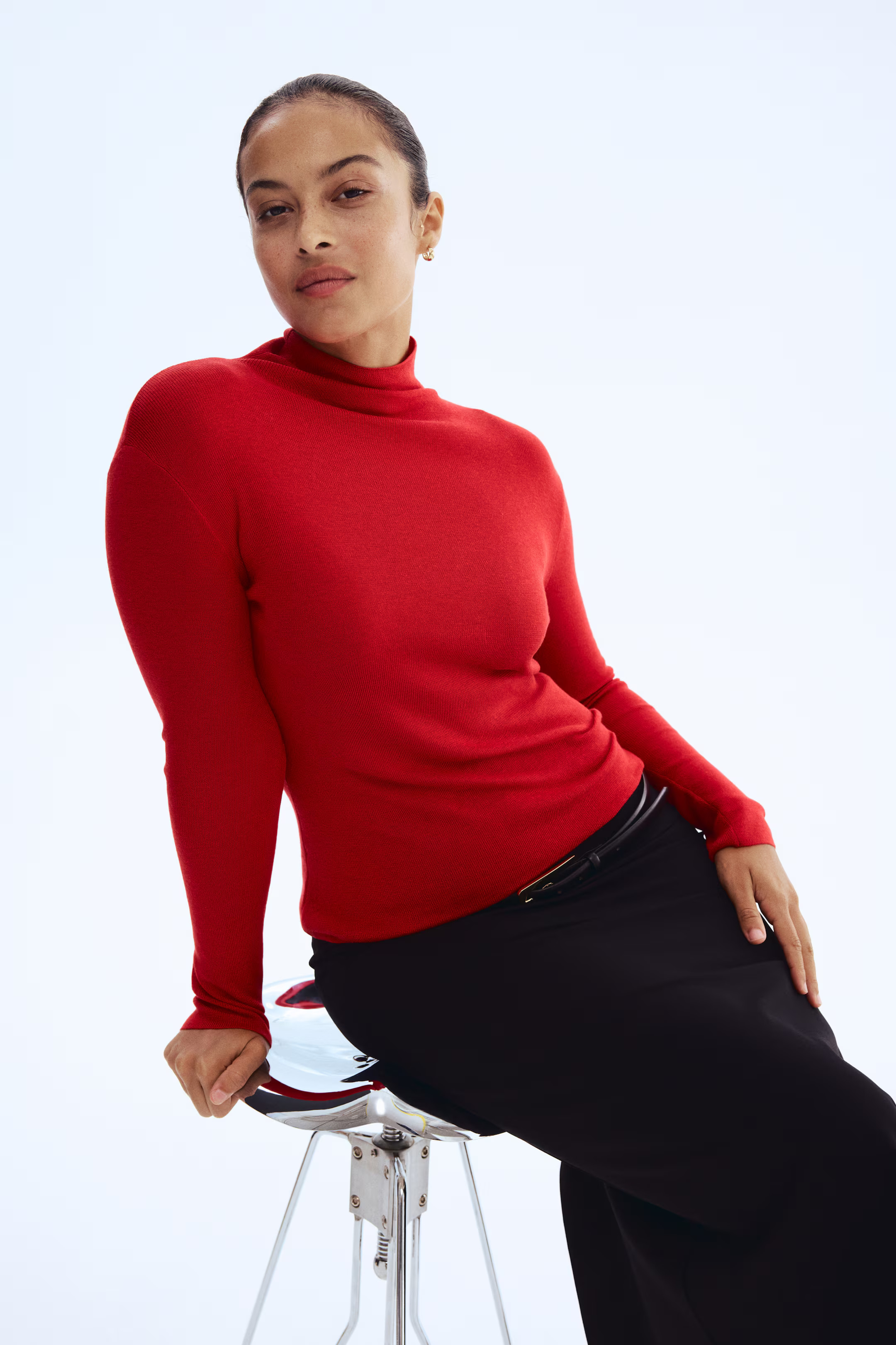 Fine-Knit Mock Turtleneck Top | H&M (US + CA)