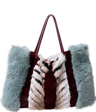 Roxana Chevron Stripe Faux Fur Tote Bag | Dillard's