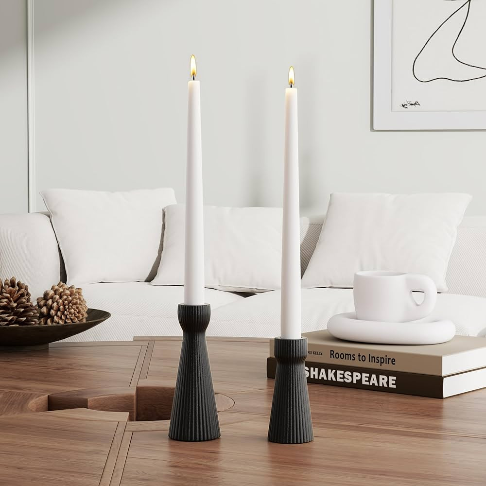 Taper Candle Holders for Candlesticks Ceramic Candle Stick Candle Holder- Set of 2 Decorative Can... | Amazon (US)