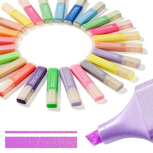BONACE 24 Glitter Highlighters, Metallic Chisel Tip Marker Pens | Amazon (US)
