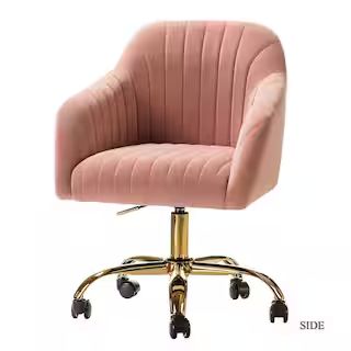 Sinda Modern Pink Velvet Swivel and Adjustable Task Chair with Gold Base | The Home Depot