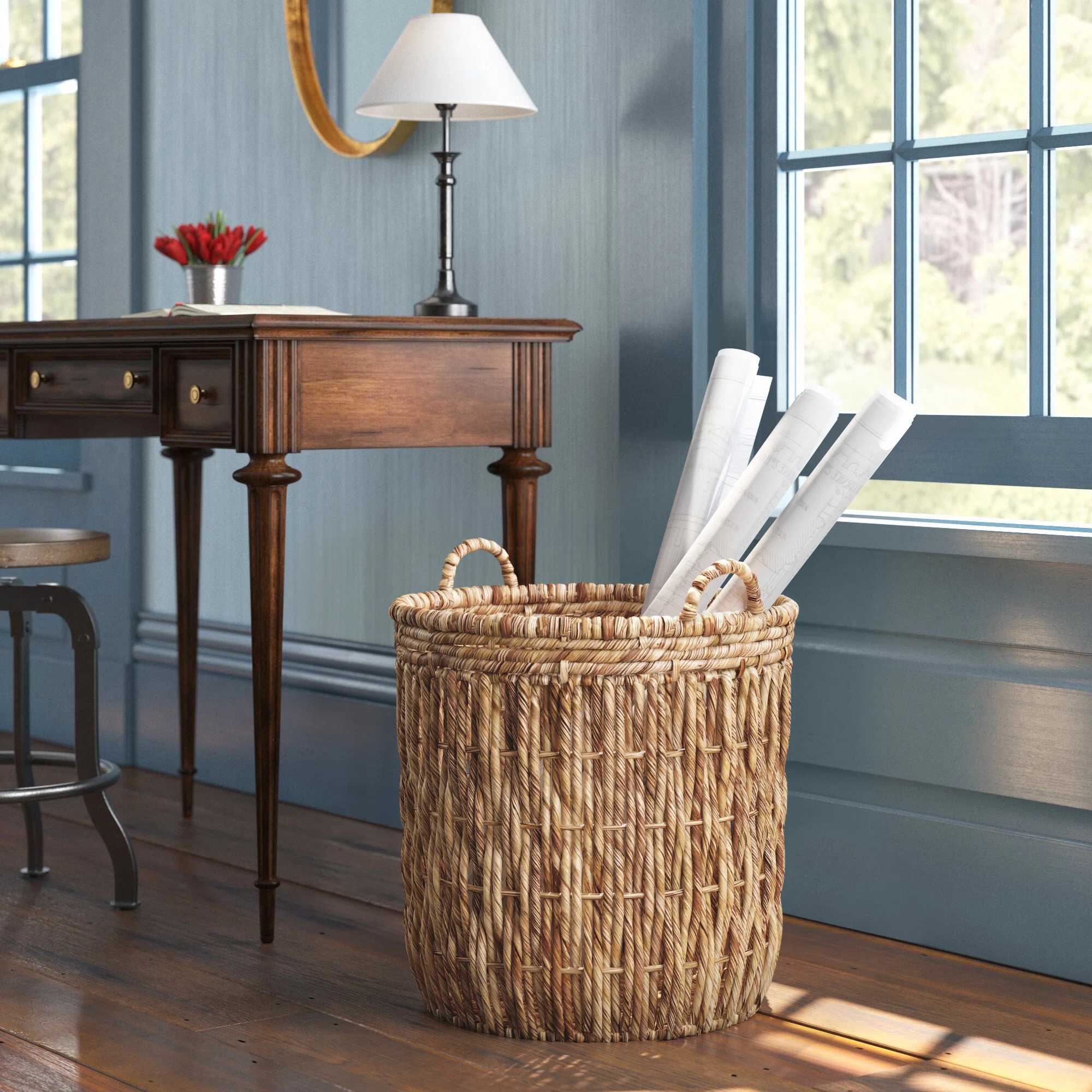 Artyom Tall Wicker Floor Basket, Woven Decorative Basket with Handles, Handmade, Great for Laundr... | Wayfair North America