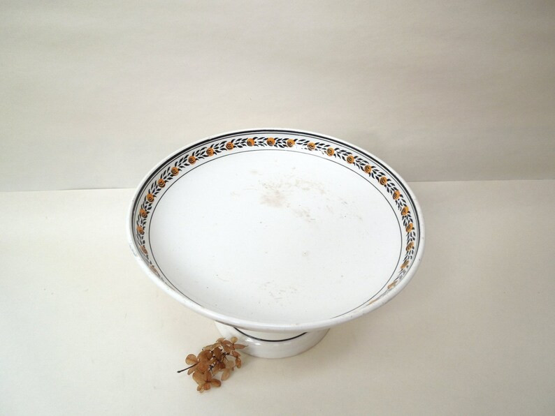 Digion France Porcelain Ironstone footed cake stand, High, French Vintage, Antique, transferware,... | Etsy (UK)