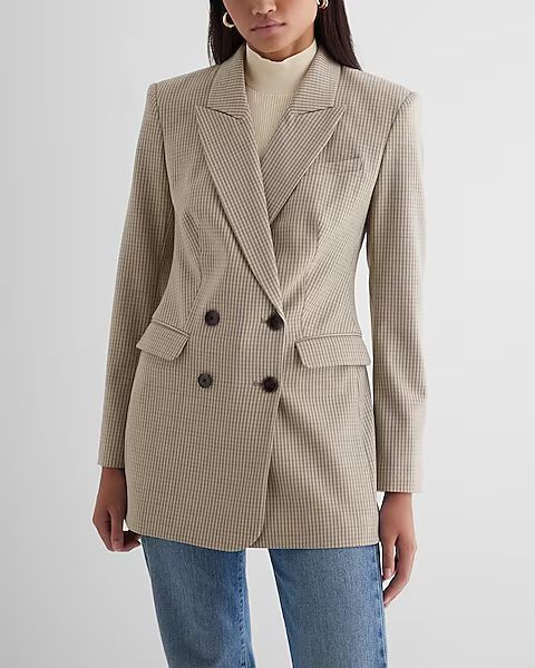 Wool-Blend Houndstooth Double Breasted Blazer | Express (Pmt Risk)
