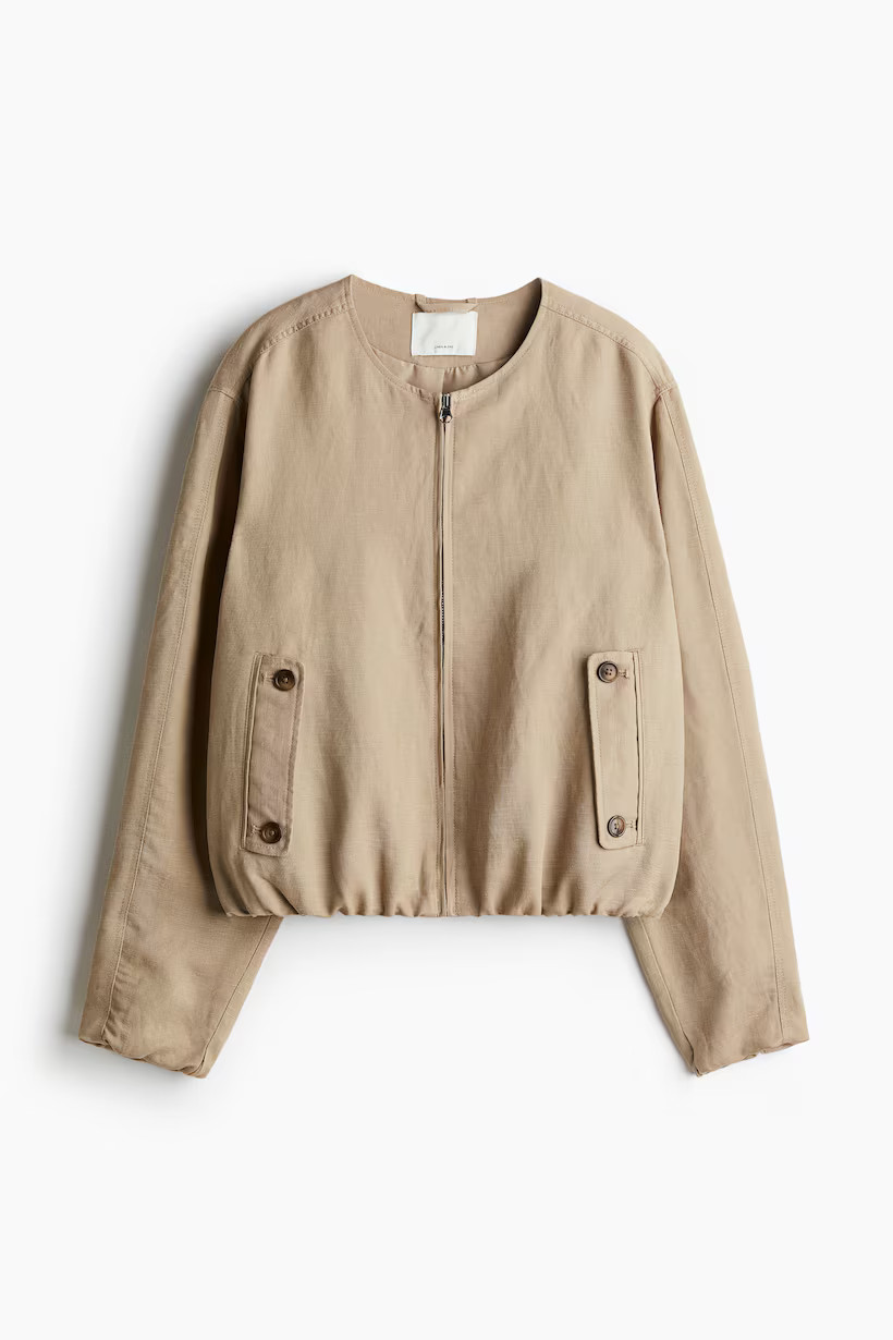 Linen-blend bomber jacket | H&M (UK, MY, IN, SG, PH, TW, HK)