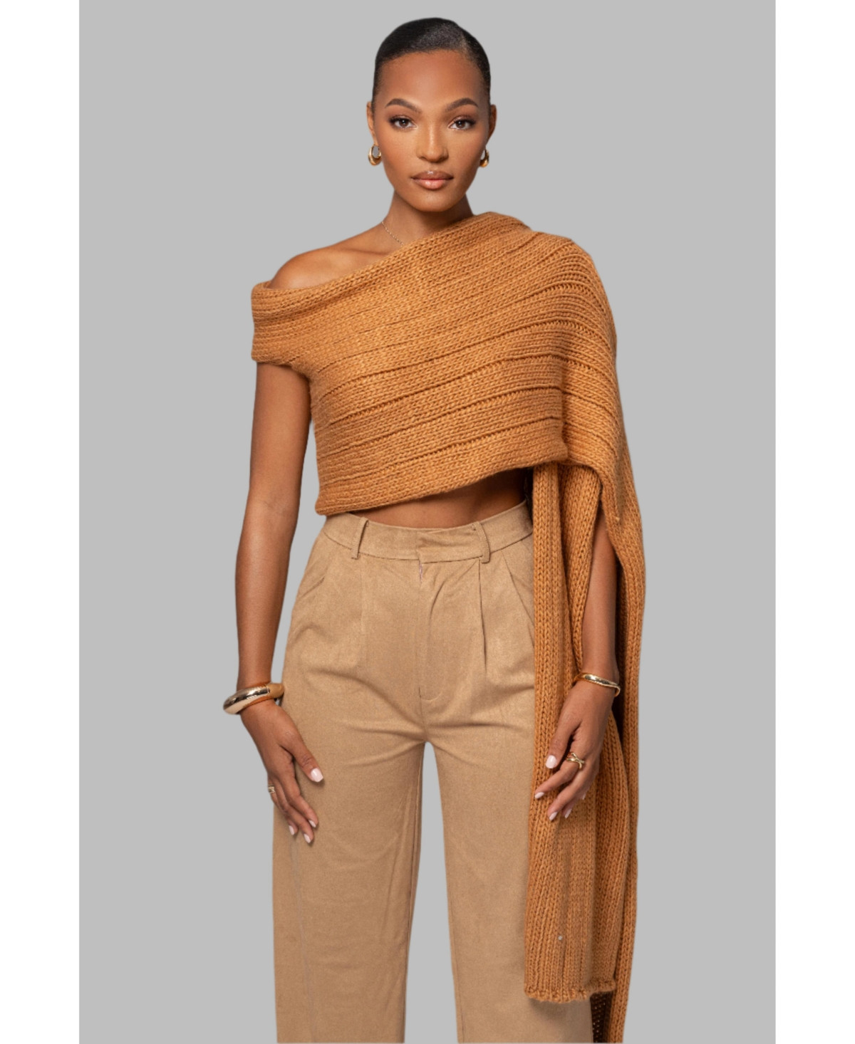 Jluxlabel Women's Soft Life Cable Knit Sweater Top - Camel | Macy's
