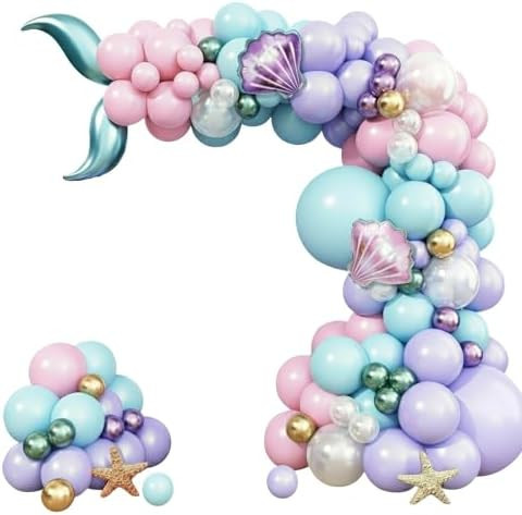 Vellax 78-Pc Mermaid Balloon Garland Arch Kit, Under the Sea Theme | 78-pc mermaid balloon garlan... | Amazon (US)