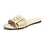 Coutgo Womens Flat Sandals Raffia Slip On Slide Sandal Square Open Toe Buckle Summer Beach Shoes ... | Amazon (US)
