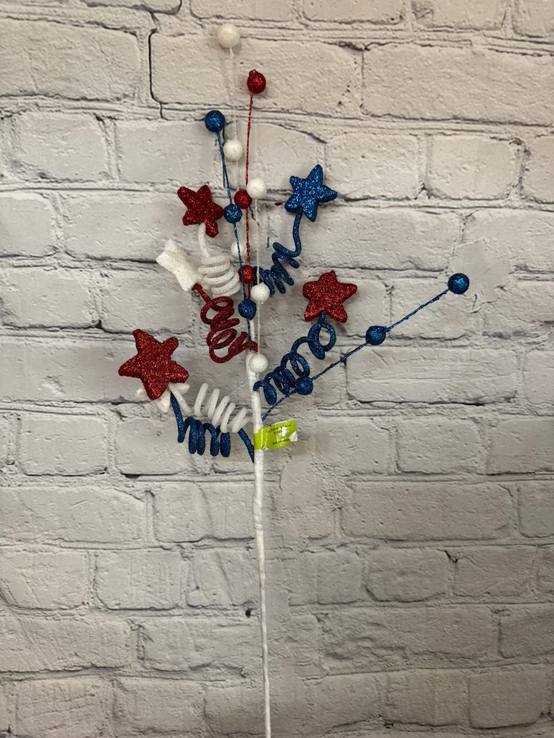 Red, White & Blue Star, Ball Twist Spray, Perfect for 4th of July and Patriotic Décor41023rwb - ... | Etsy (US)