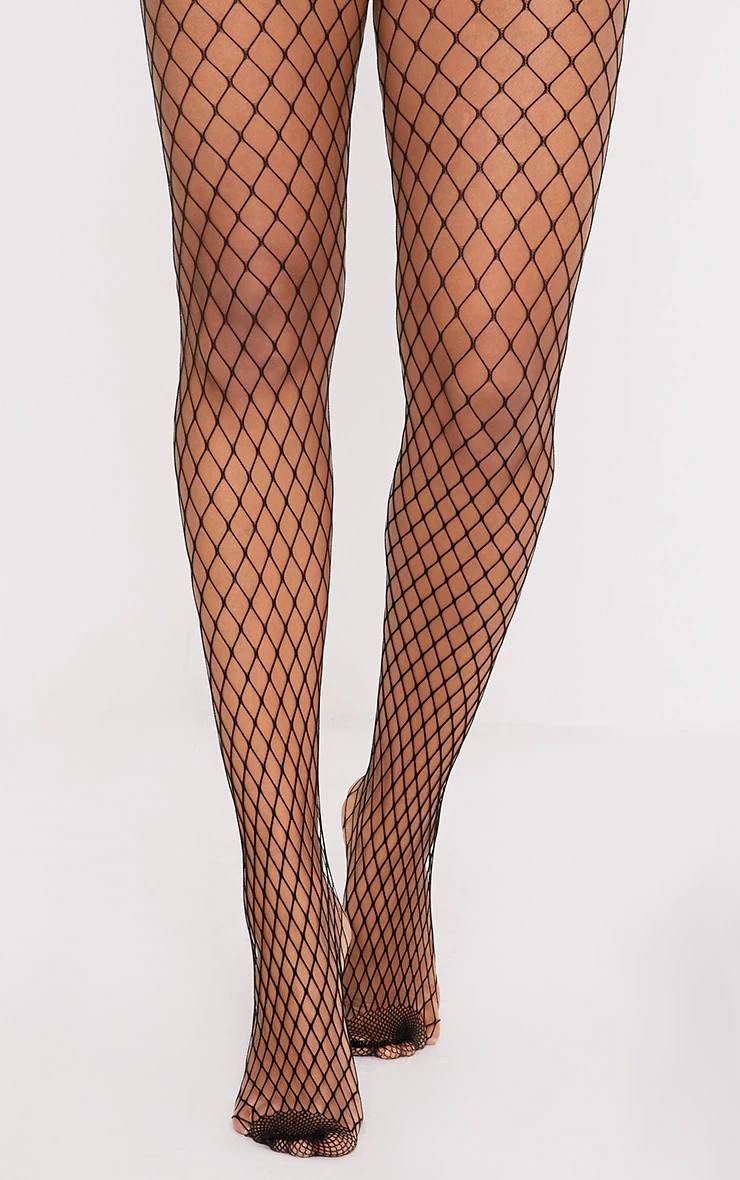 Kelsie Black Medium Net Fishnet Tights | PrettyLittleThing UK