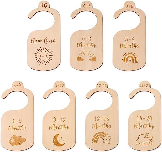 Baby Closet Dividers for Clothes, Wood Hanging Organizer Nursery Closet Cabinet -Set of 7 Baby Cl... | Amazon (US)