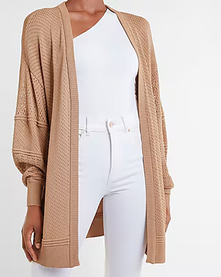 Mixed Stitch Balloon Sleeve Cardigan | Express