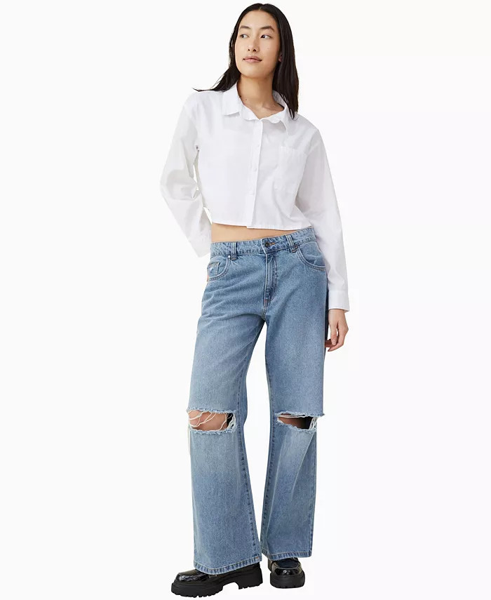 Women's Cropped Dad Shirt | Macys (US)