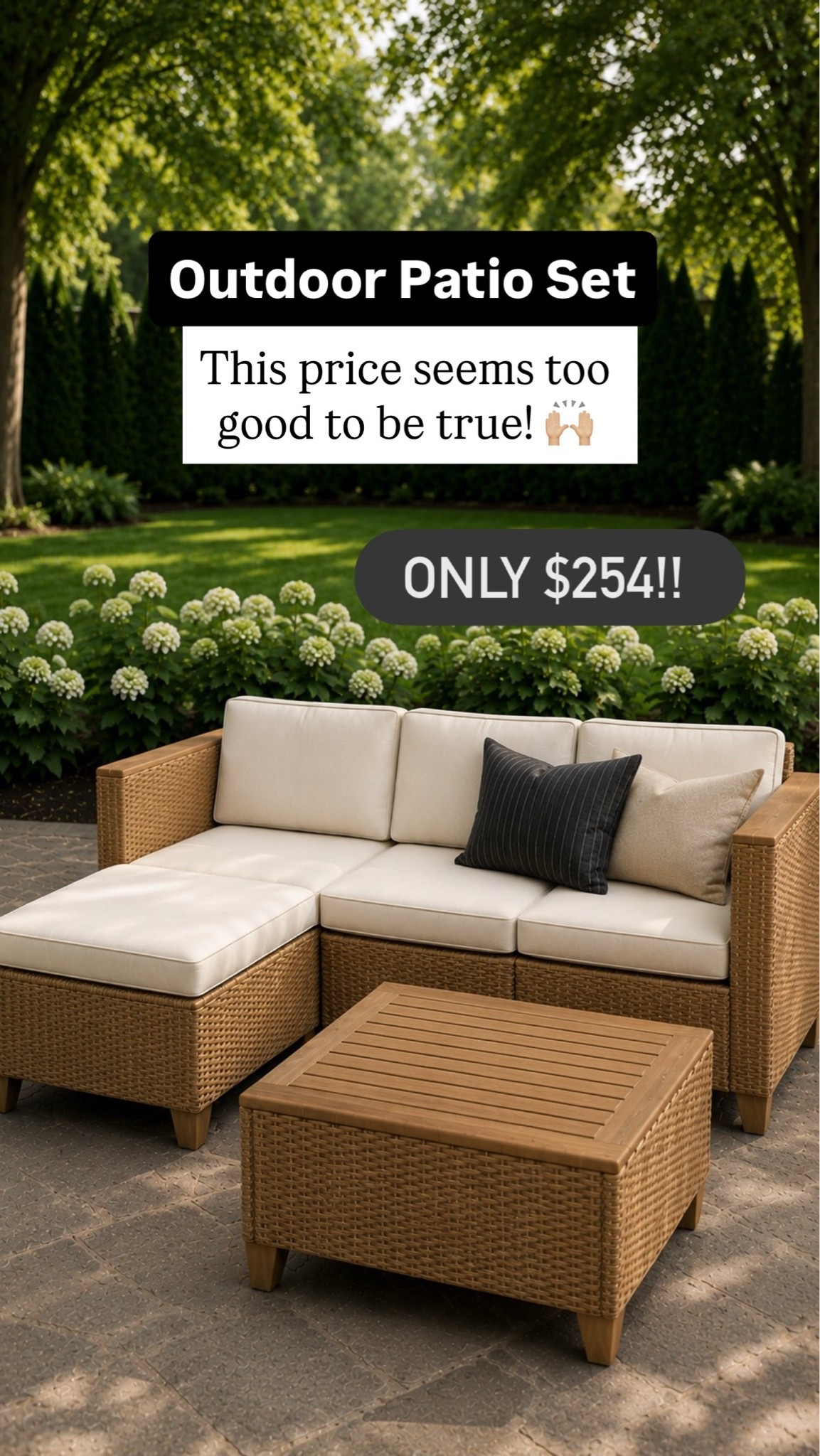 This outdoor patio set looks SO much more expensive than it is 👏🏻🤎 I’m obsessed with the woven texture, neutral cushions, and cozy sectional layout — it gives such a high-end resort feel for a fraction of the price ✨

Perfect for:
• small patios & decks
• backyard lounging
• cozy outdoor entertaining
• budget-friendly patio makeovers

The reviews are amazing and I honestly can’t believe the price on this set right now 😳 Linking this patio furniture set plus more outdoor finds in my LTK!

#LTKHome #PatioFurniture #OutdoorLiving #BackyardInspo #PatioDecor #AmazonHomeFinds #OutdoorStyle #NeutralOutdoorDecor #AffordableHomeFinds

#LTKSaleAlert #LTKHome #LTKSeasonal