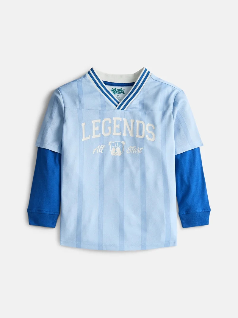 Wonder Nation Little Boys Soccer Jersey Tee with Long Sleeves, 2 Piece, Sizes 4-10 | Walmart (US)
