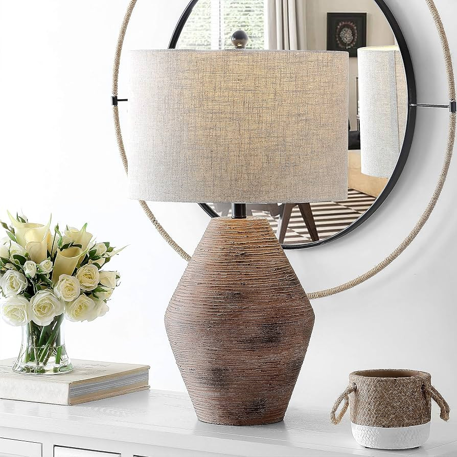 SAFAVIEH Lighting Collection Detris Modern Rustic Farmhouse Brown 26-inch Bedroom Living Room Hom... | Amazon (US)