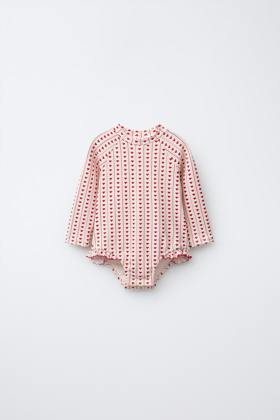 1-6 YEARS/ HEART PRINT SWIMSUIT | Zara US