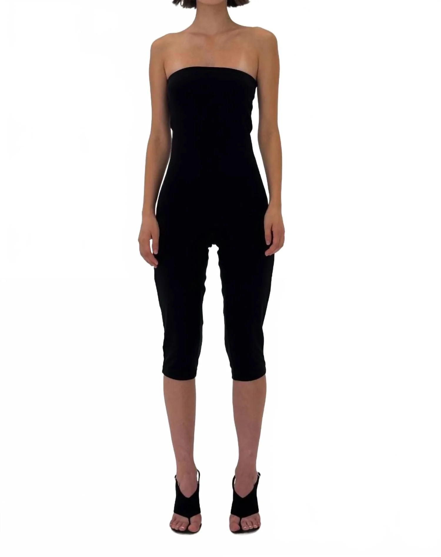 Strapless Capri Jumpsuit In Black | Shop Simon
