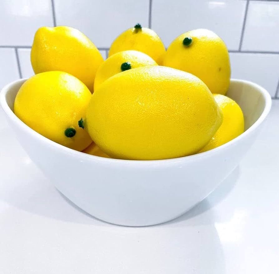 SO CAL PRO Fake Lemons Lemon Decor for Kitchen Faux Fake Fruit, Lemons Organic Decoration, Faux L... | Amazon (US)