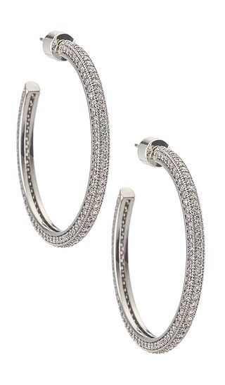 Pave Josephine Hoop in Silver | Revolve Clothing (Global)