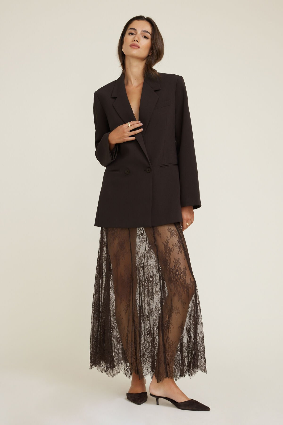 Sheer Lace Maxi Skirt | Dynamite Clothing