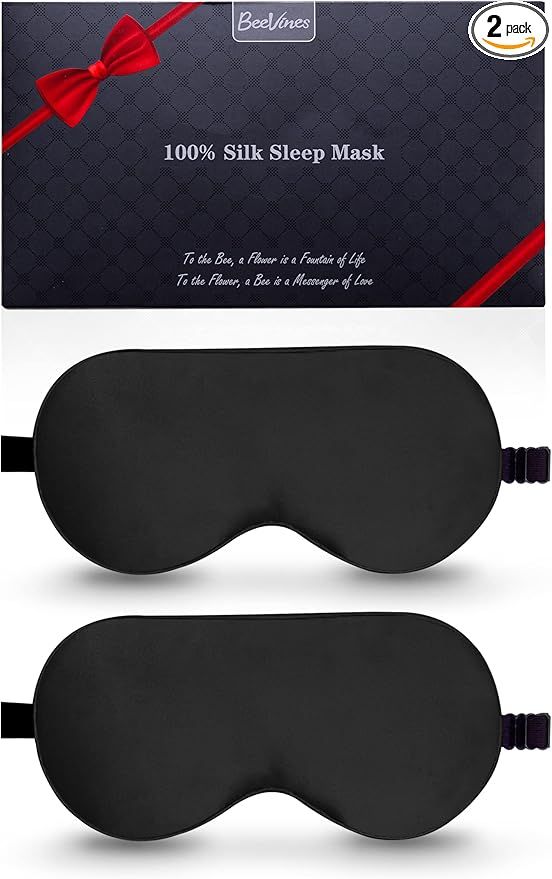 Silk Sleep Mask, 2 Pack Mulberry Silk Eye Mask with Adjustable Strap, Sleeping Aid Blindfold for ... | Amazon (US)