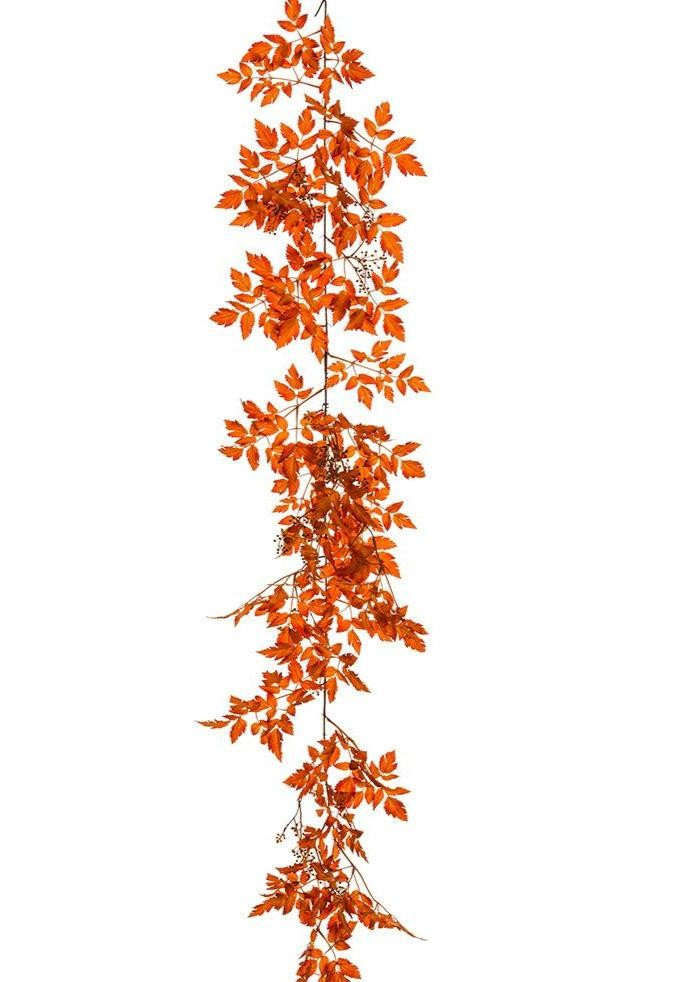 Flame Orange Fake Fall Cimicifuga Leaf Garland - 6' | Afloral (US)