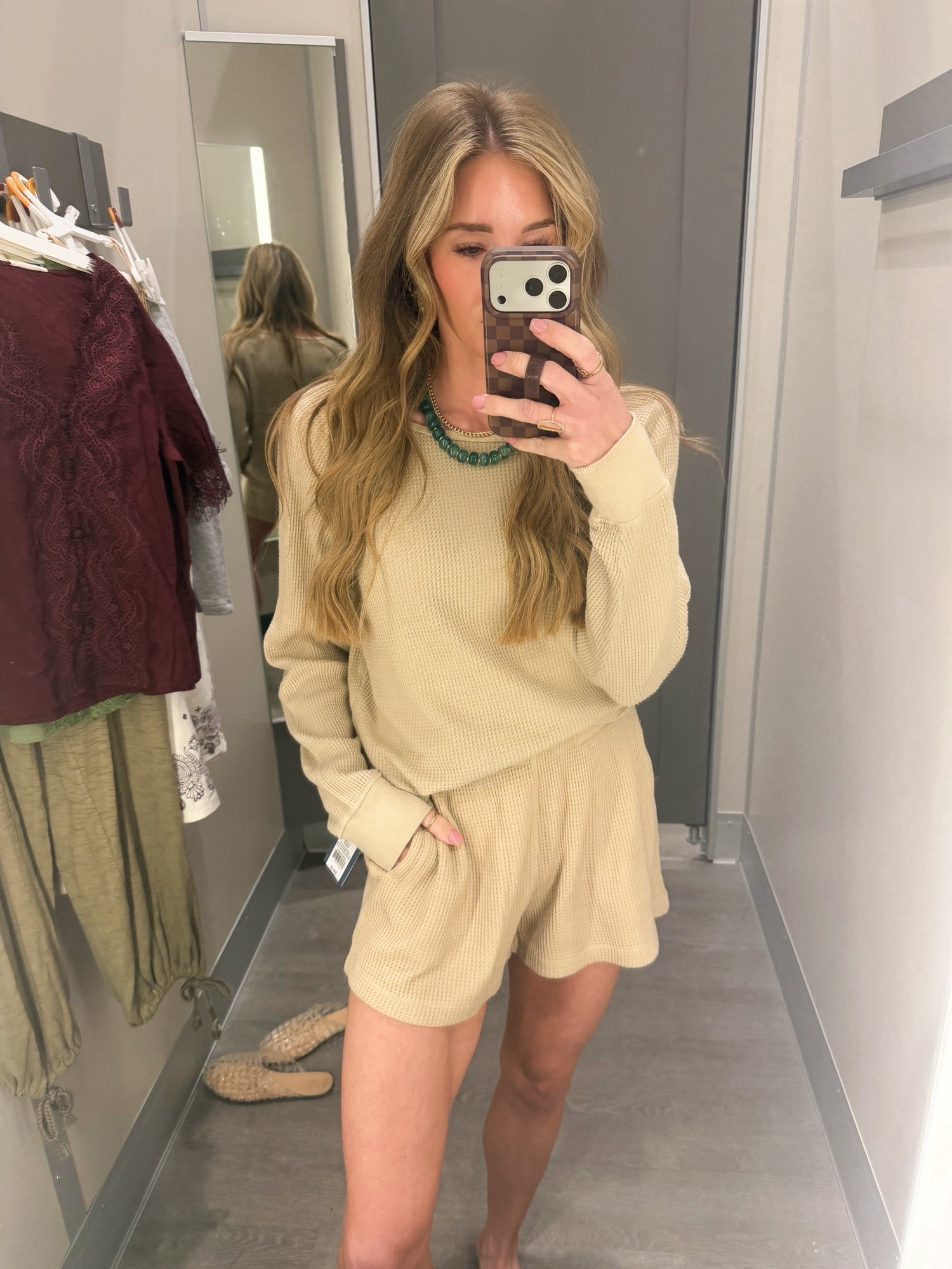 This waffle knit set reminds me of something you’d find at Aerie!