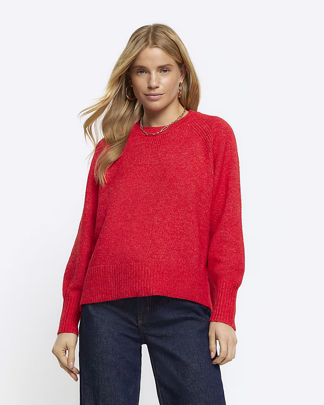 Red knit jumper | River Island (UK & IE)
