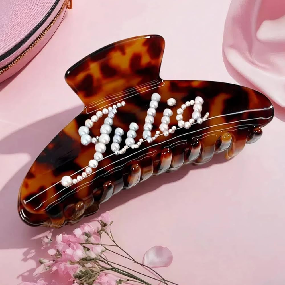Custom Large Hair Claw Clips for Women Personalized Rhinestone Name Acetate HairClips for Thick T... | Amazon (US)