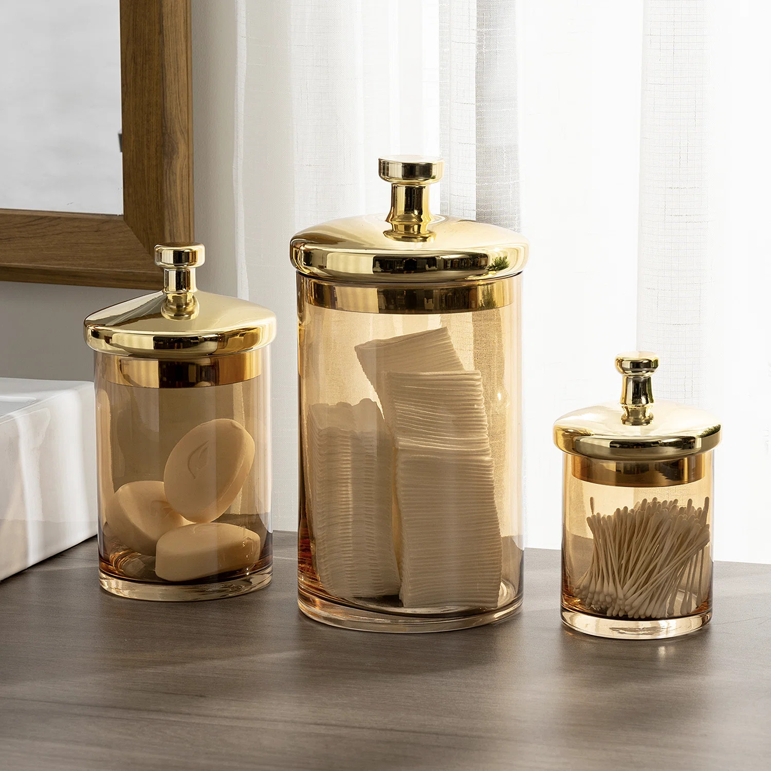 3-Piece Bathroom Décor Glass Containers | Wayfair North America