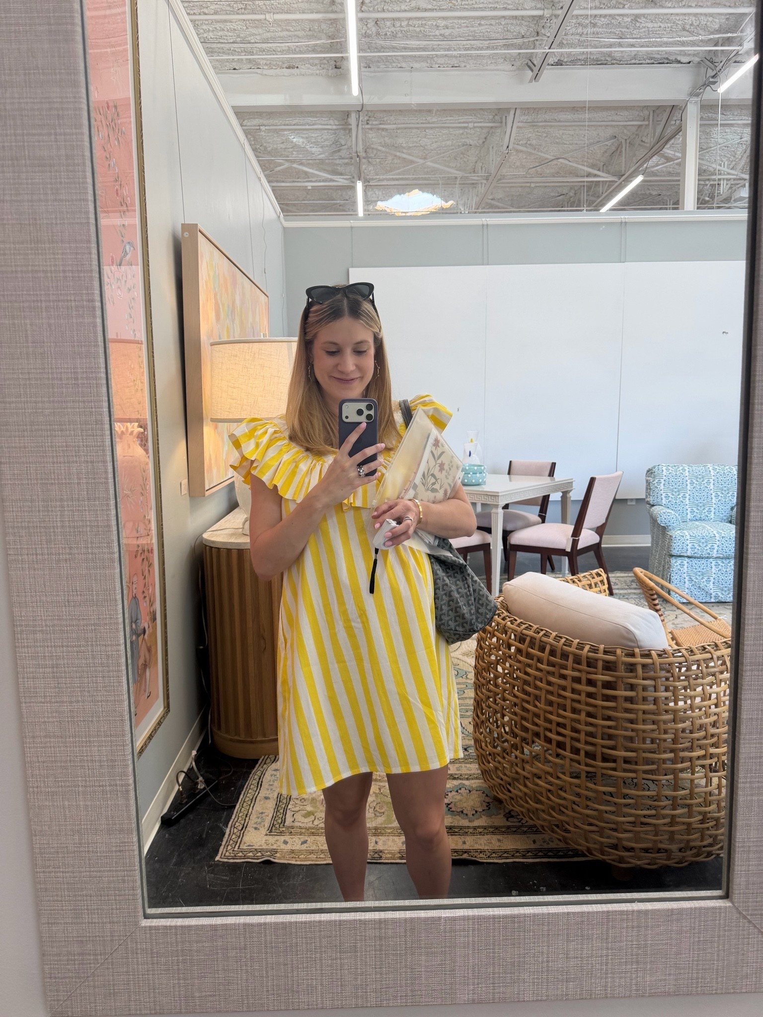 Perfect summer dress running around town to finalize things in sister’s room! One month before she gets here :) I love this dress because it is bump friendly and one you can easily wear without a bump! It’s a great date night summer dress or dress on vacation! 💛

#LTKBump