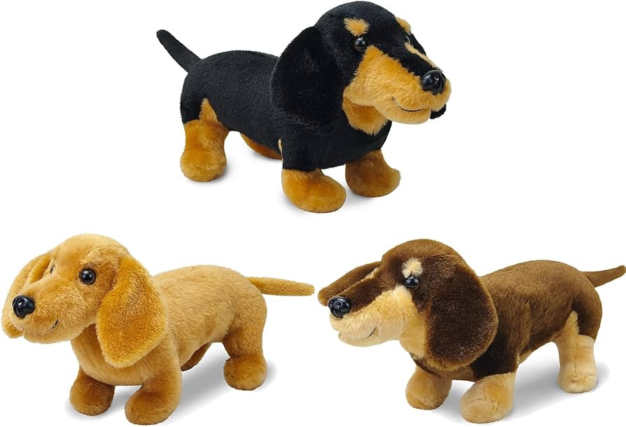 3Pcs Dachshund Dog Stuffed Animal 9.8" Stuffed Animals Set Cute Plush Stuffed Dogs Soft Cuddly Do... | Amazon (US)