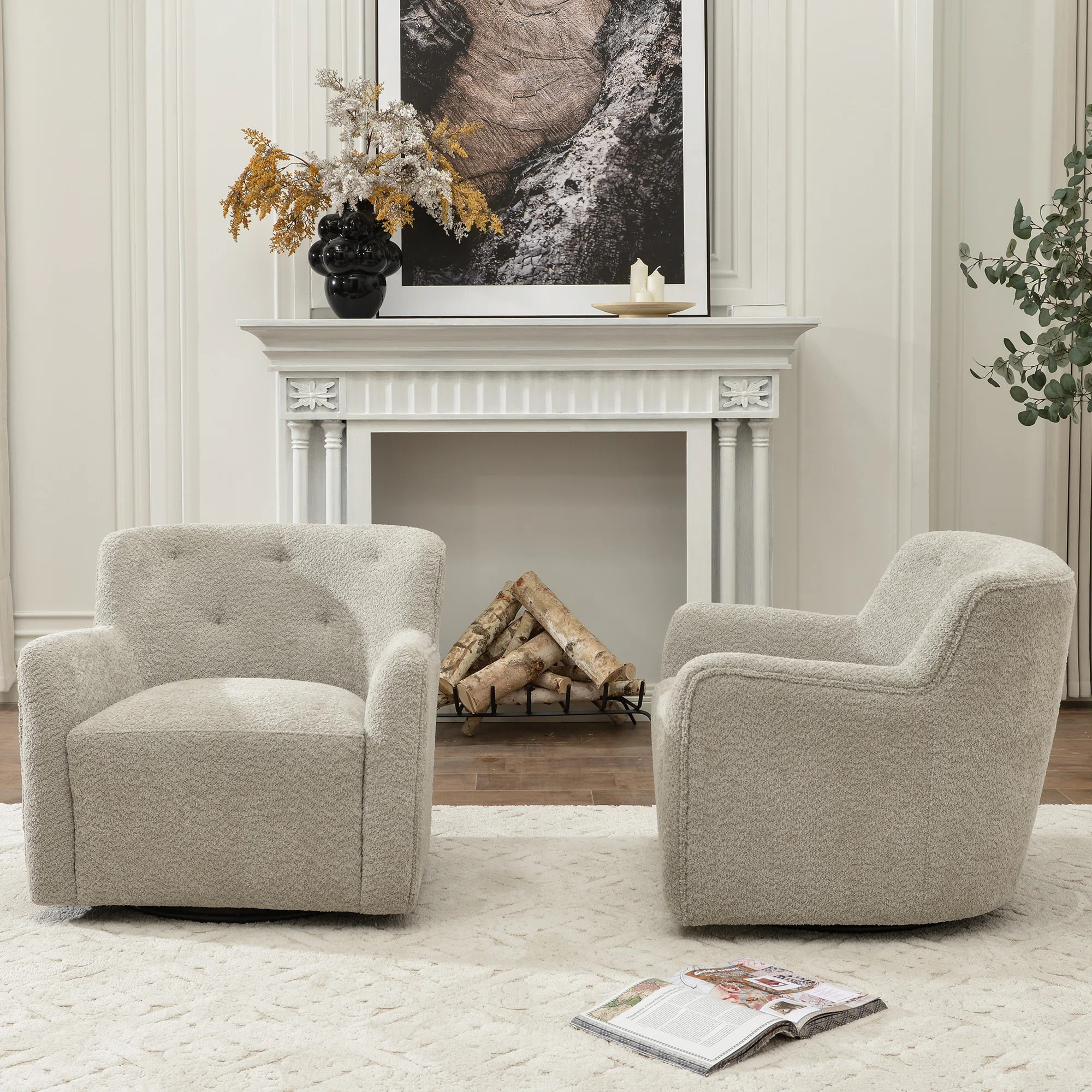 Fae Chenille Swivel Accent Chair (Set of 2) | Joss & Main