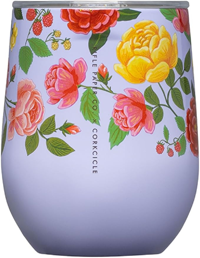 Corkcicle x Rifle Paper Co. Stemless Insulated Wine Glass Tumbler, Roses Purple, 12 oz – Stainl... | Amazon (US)