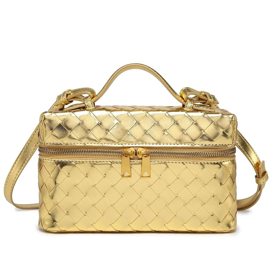 Rejolly Top-Handle Pouch Handbag for Women Woven Leather Vanity Case Designer Crossbody Bag Quiet... | Amazon (US)