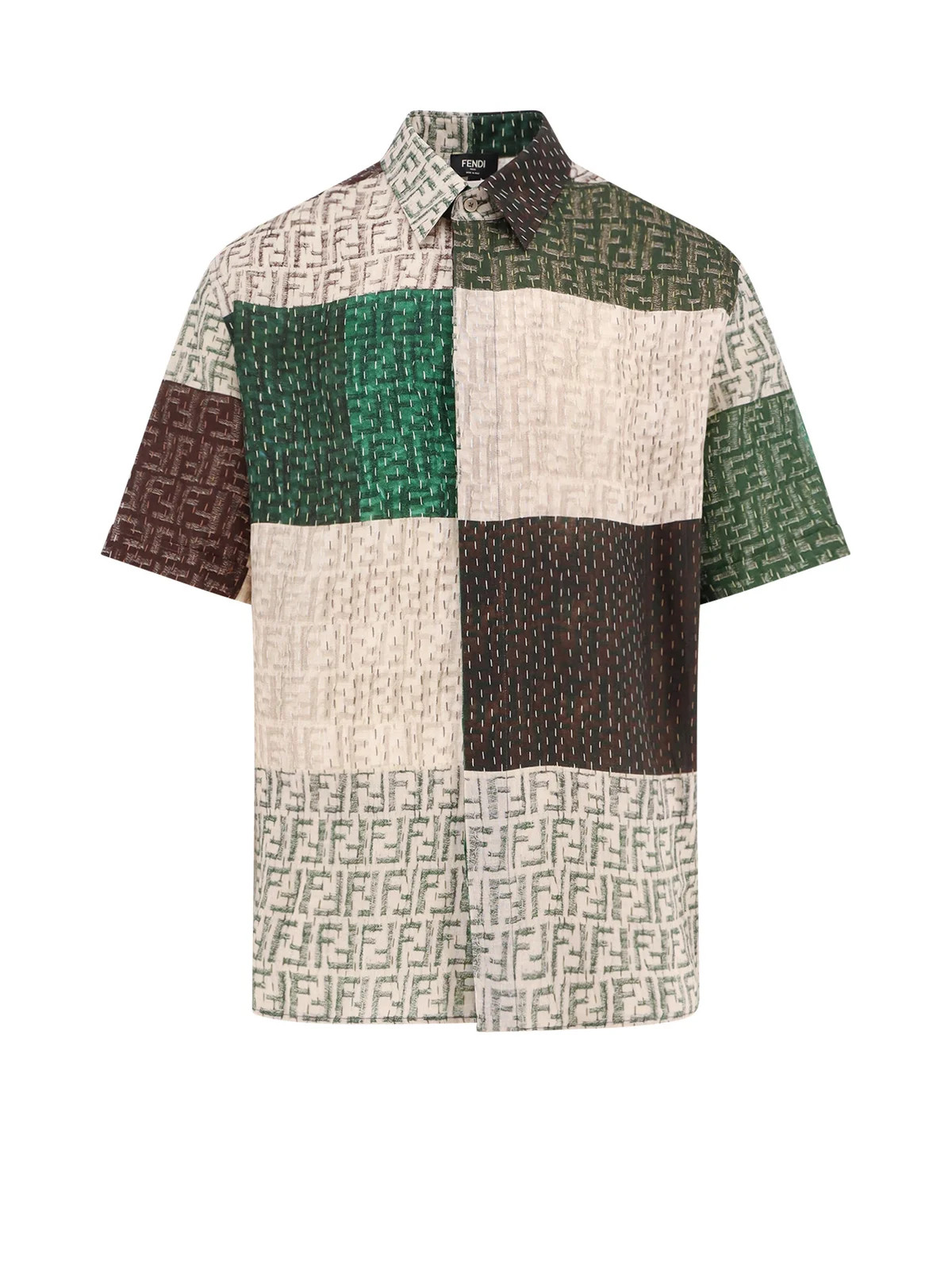 Fendi Panelled Collared Short-Sleeve Shirt | Cettire Global