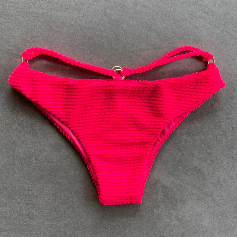 Electra Red Textured Lau Bikini Bottom | MyBrazilianShop