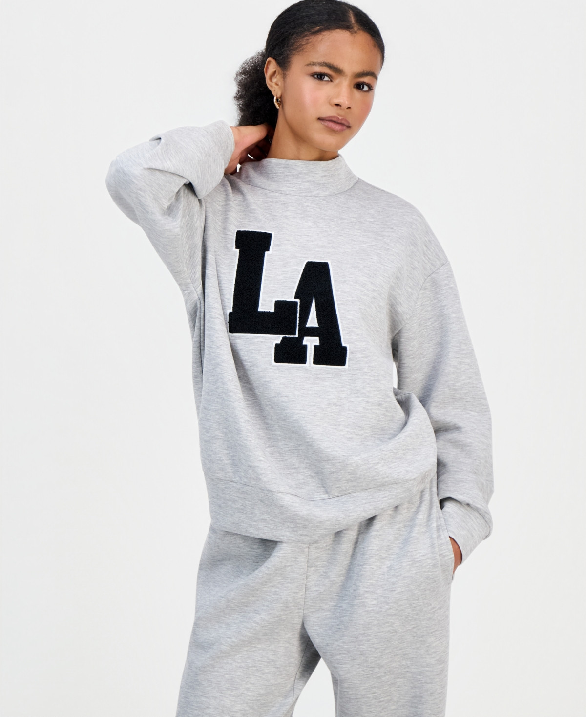 Fvr Drm Juniors' Mock Neck Scuba Sweatshirt - H Grey LA | Macy's