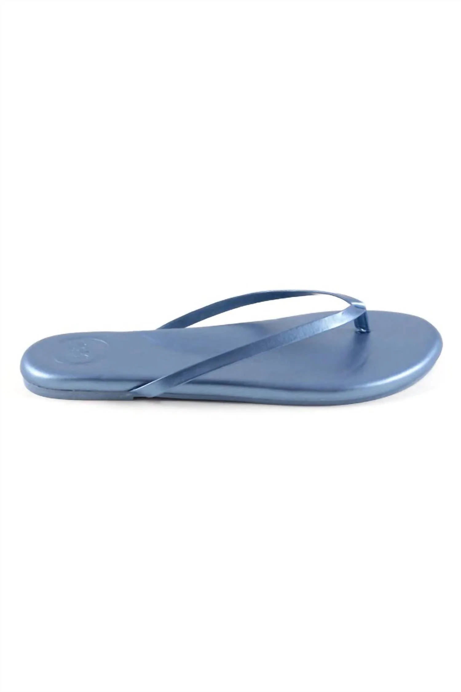 Women's Indie Flip Flop Sandal In Metallic Denim | Shop Simon